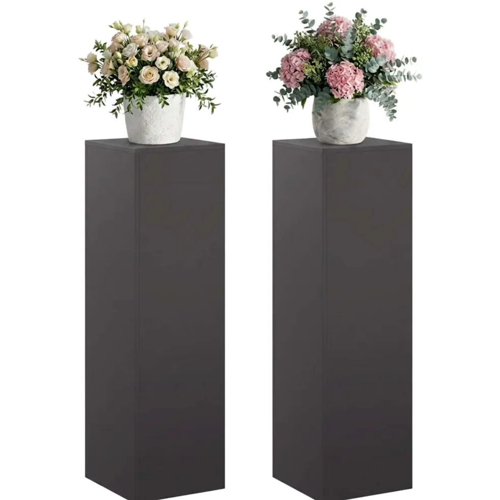 vidaXL Plantenstandaard 2 pcs Zwart 30 x 30 x 100 cm Staal