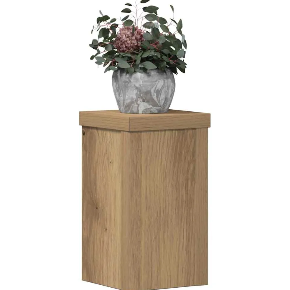vidaXL Plantenstandaard 2 st Eiken 10 x 10 x 18 cm Bewerkt hout