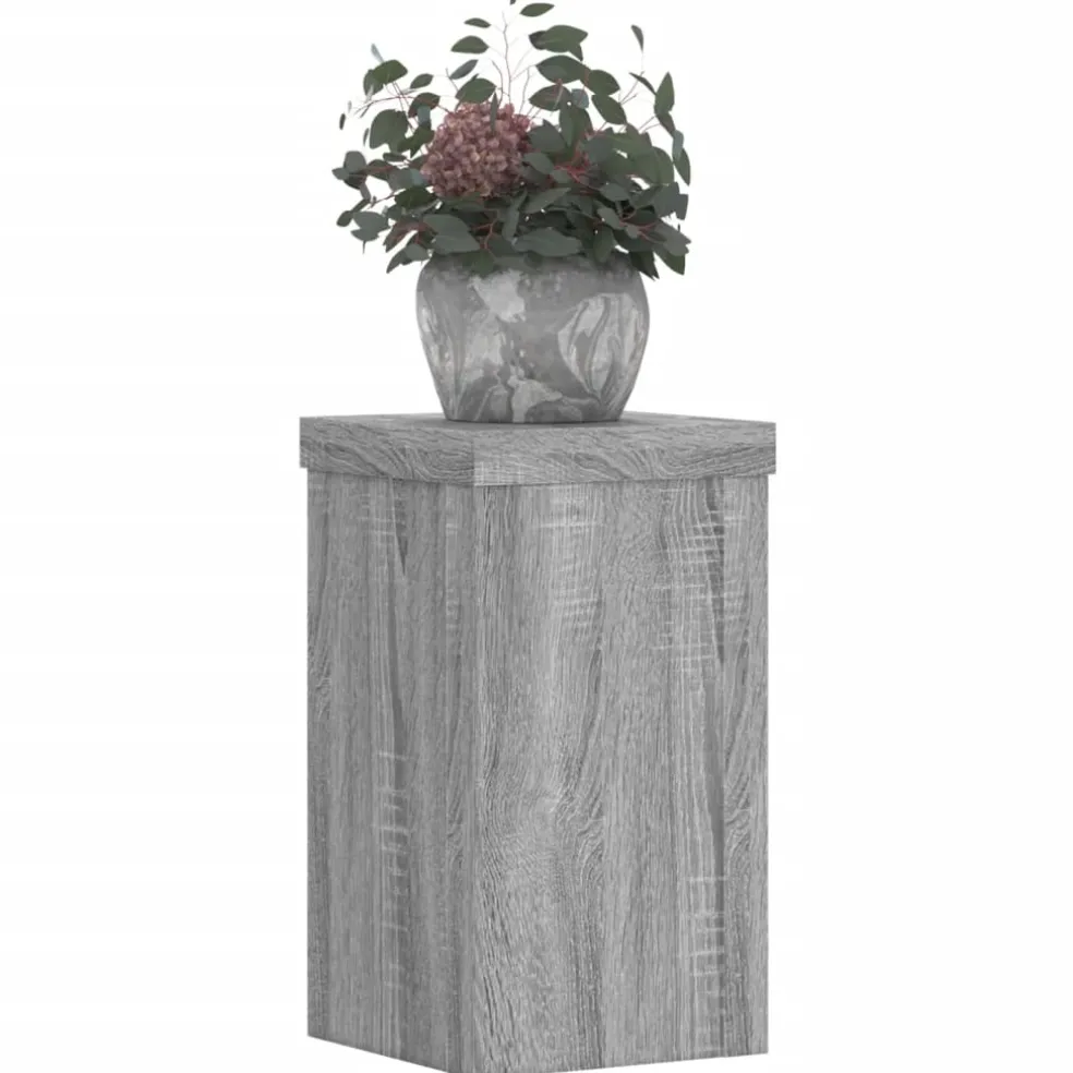 vidaXL Plantenstandaard 2 st Grijs Sonoma 10 x 10 x 18 cm Bewerkt hout