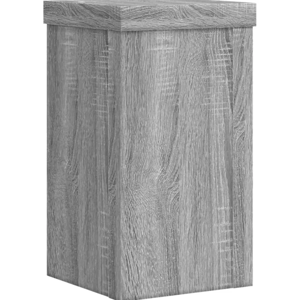 vidaXL Plantenstandaard 2 st Grijs Sonoma 10 x 10 x 18 cm Bewerkt hout