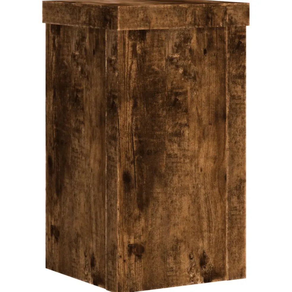 vidaXL Plantenstandaard 2 st Gerookt eiken 10 x 10 x 18 cm