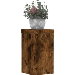 vidaXL Plantenstandaard 2 st Gerookt eiken 10 x 10 x 18 cm