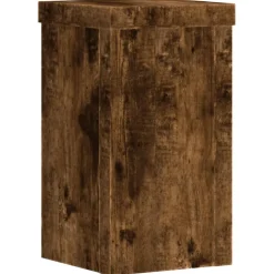 vidaXL Plantenstandaard 2 st Gerookt eiken 10 x 10 x 18 cm