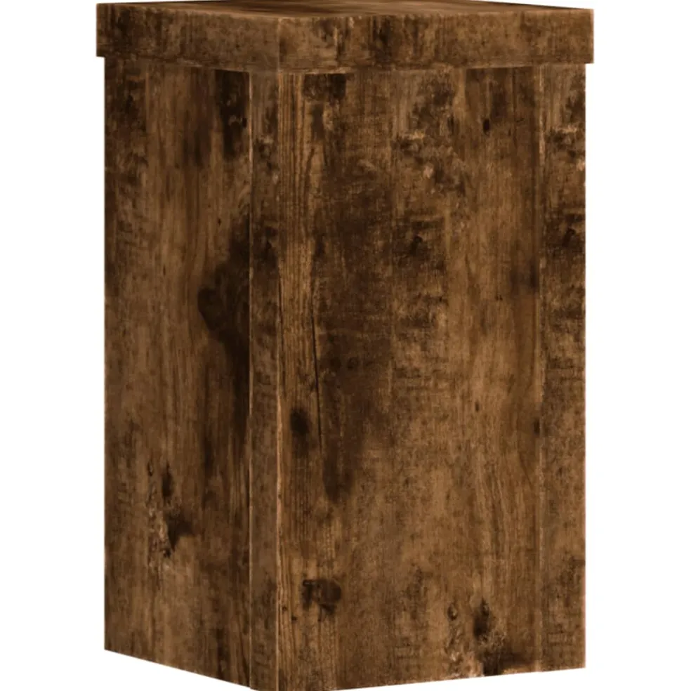 vidaXL Plantenstandaard 2 st Gerookt eiken 10 x 10 x 18 cm