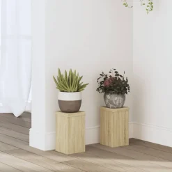 vidaXL Plantenstandaard 2 st Sonoma Eiken 10 x 10 x 18 cm Bewerkt hout
