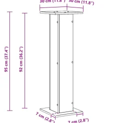 vidaXL Plantenstandaard 2 st Zwart Eiken 30 x 30 x 95 cm Bewerkt hout