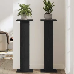 vidaXL Plantenstandaard 2 st Zwart Eiken 30 x 30 x 95 cm Bewerkt hout