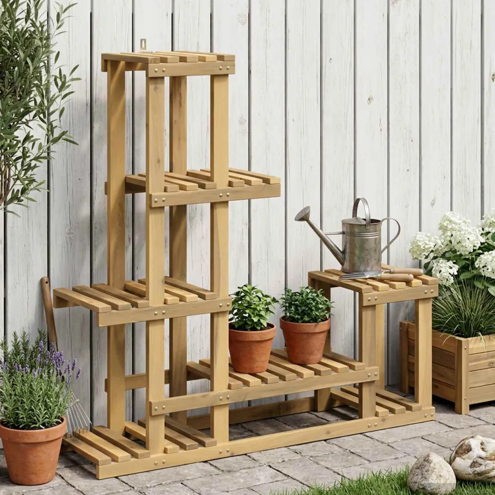 vidaXL Plantenstandaard Wit 93,5 x 25 x 91,5 cm Massief Acaciahout