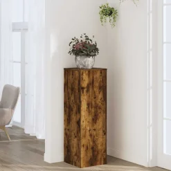 vidaXL Plantenstandaard 33x33x100 cm bewerkt hout gerookt eikenkleurig