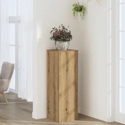 vidaXL Plantenstandaard 33x33x100 cm bewerkt hout artisanaal eiken