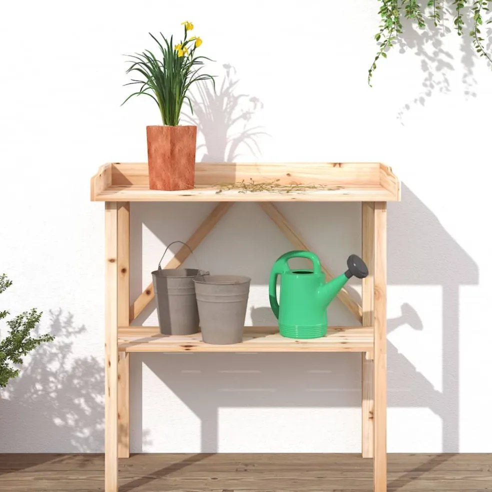 vidaXL Plantentafel met schap 78x38x82,5 cm massief vurenhout