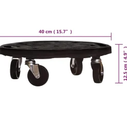 vidaXL Plantentrolley met wielen 275 kg diameter 40 cm zwart