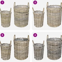 vidaXL Plantmand met opslag GENDT 2 st Natuurlijk grijs Kubu Rattan