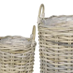 vidaXL Plantmand met opslag GENDT 2 st Natuurlijk grijs Kubu Rattan