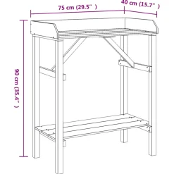 vidaXL Planttafel met plank Bruin 75 x 40 x 90 cm Massief grenenhout