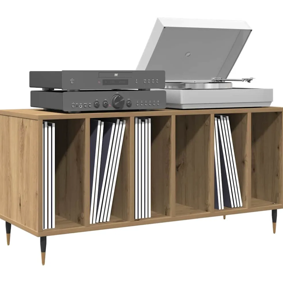 vidaXL Platenkast artisanaal eikenkleurig 100 x 38 x 48 cm