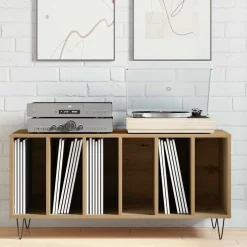 vidaXL Platenkast artisanaal eikenkleurig 100 x 38 x 48 cm