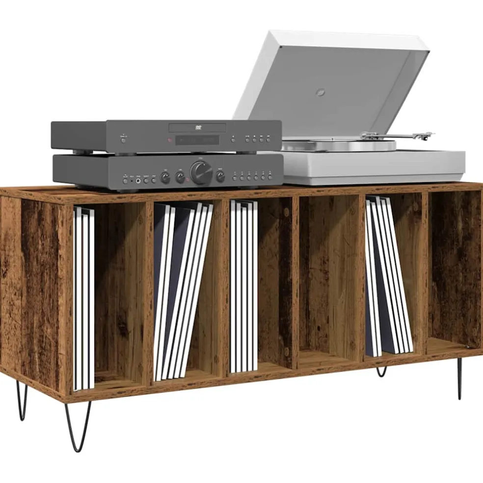 vidaXL Platenkast Oud hout 100 x 38 x 48 cm Bewerkt hout
