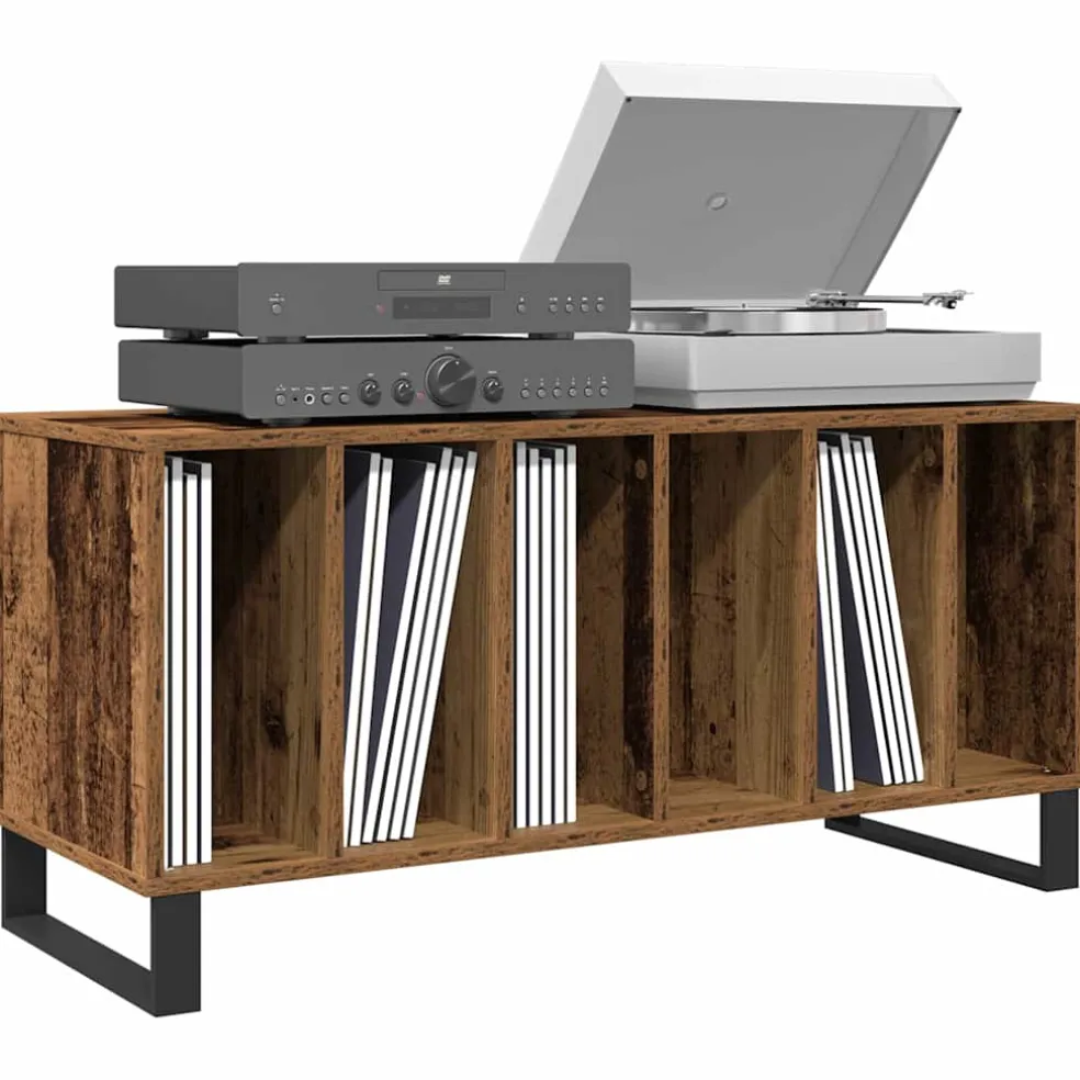 vidaXL Platenkast Oud hout 100 x 38 x 48 cm Bewerkt hout