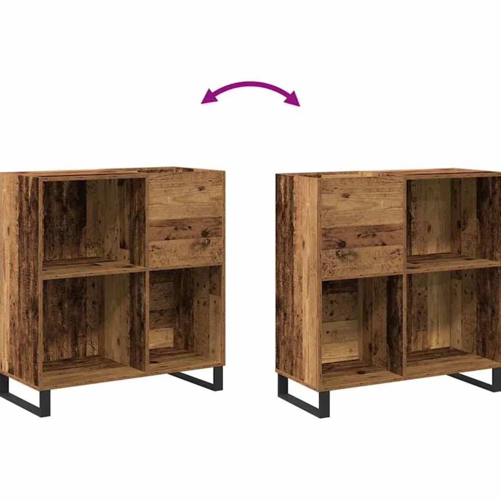 vidaXL Platenkast Oud hout 84,5 x 38 x 89 cm Bewerkt hout