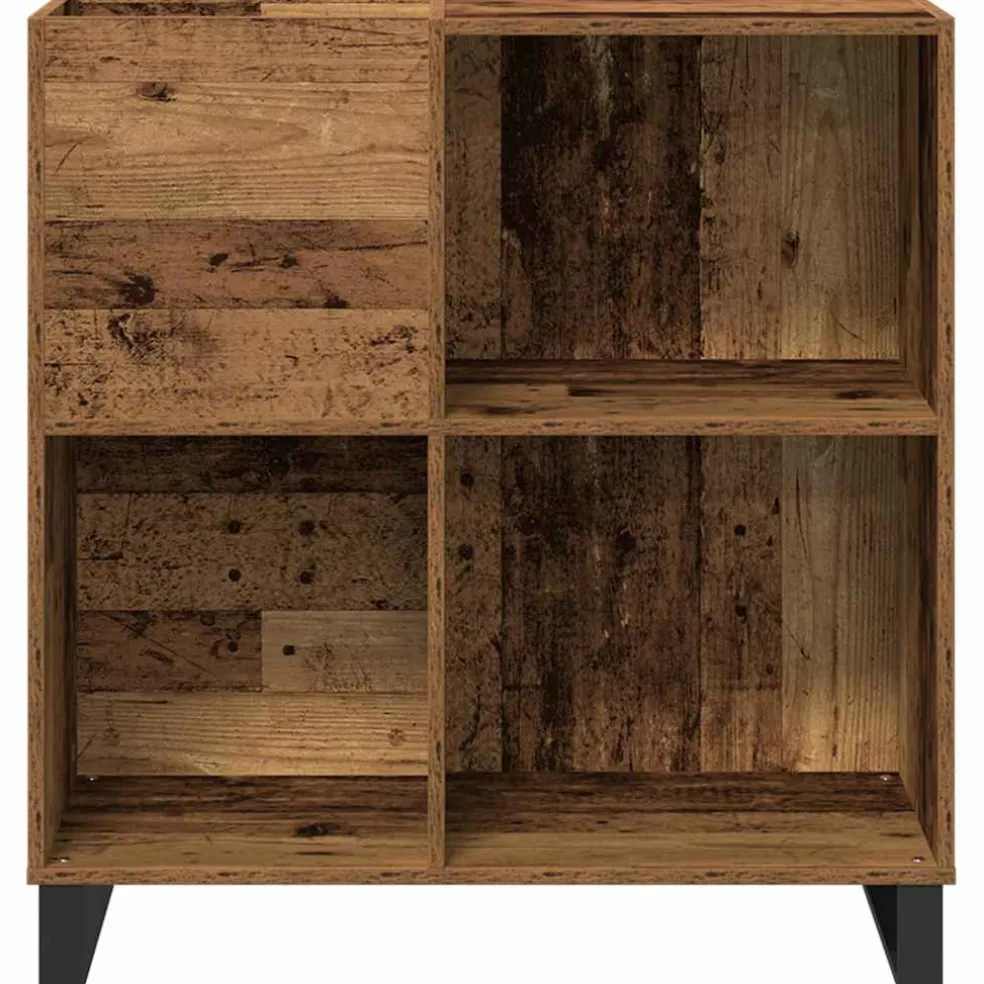 vidaXL Platenkast Oud hout 84,5 x 38 x 89 cm Bewerkt hout
