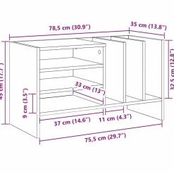vidaXL Platenkast Wit 78.5 x 35 x 45 cm Bewerkt hout