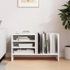 vidaXL Platenkast Wit 78.5 x 35 x 45 cm Bewerkt hout