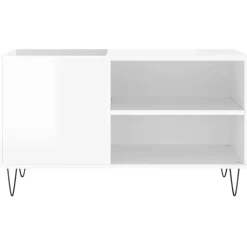vidaXL Platenkast 85x38x48 cm bewerkt hout hoogglans wit