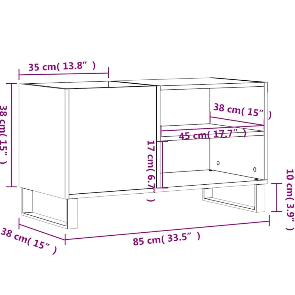 vidaXL Platenkast 85x38x48 cm bewerkt hout hoogglans wit