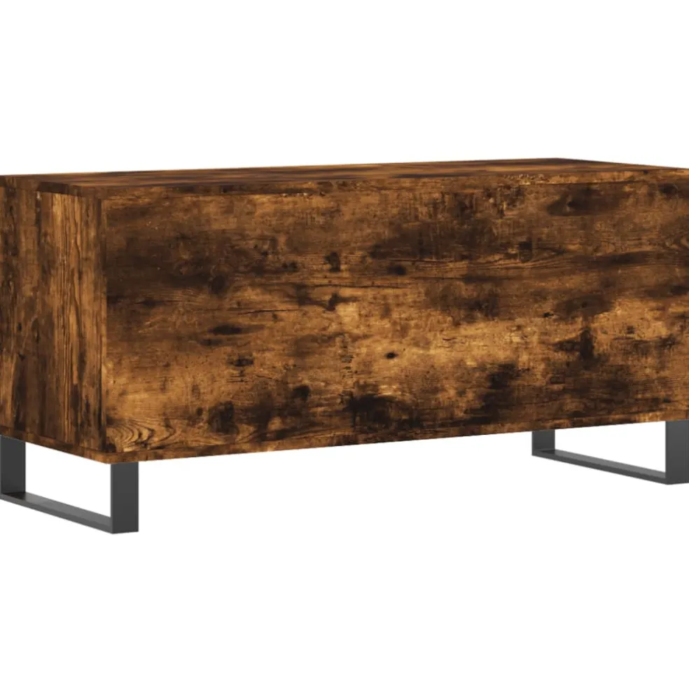 vidaXL Platenkast 100x38x48 cm bewerkt hout gerookt eikenkleurig
