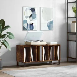 vidaXL Platenkast 100x38x48 cm bewerkt hout gerookt eikenkleurig