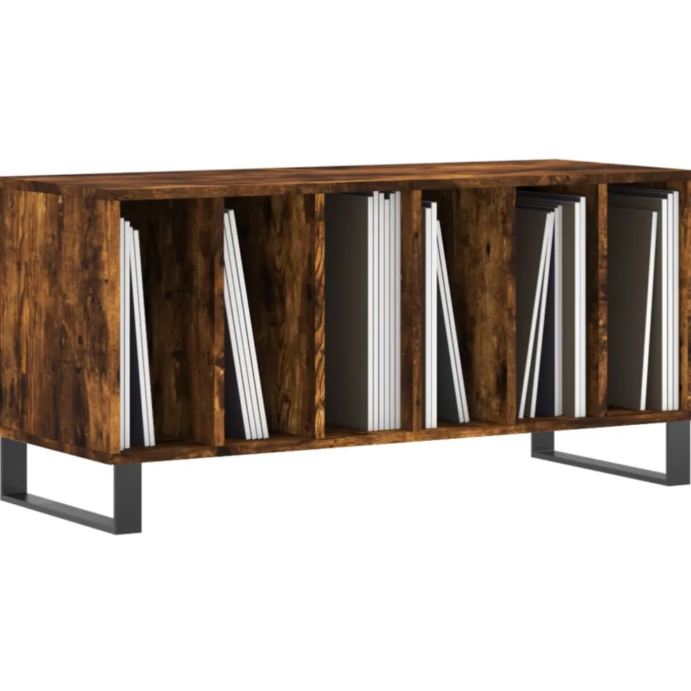 vidaXL Platenkast 100x38x48 cm bewerkt hout gerookt eikenkleurig