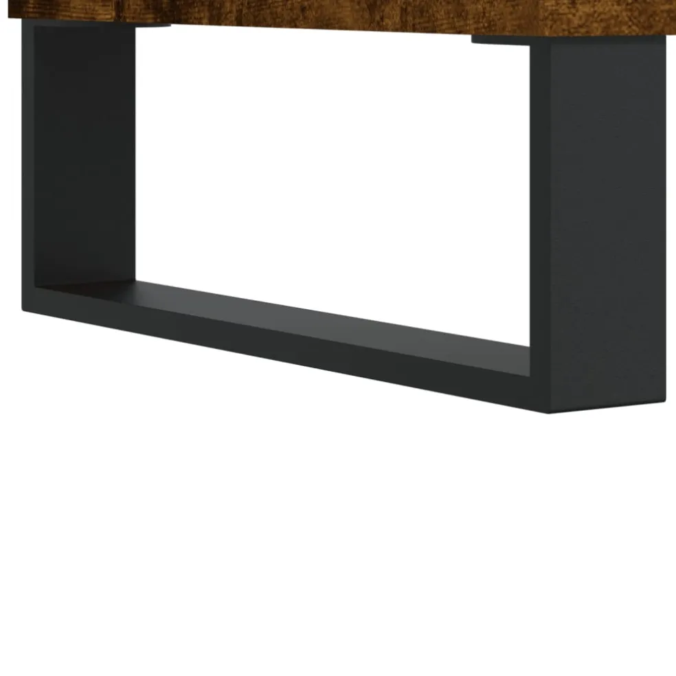 vidaXL Platenkast 100x38x48 cm bewerkt hout gerookt eikenkleurig