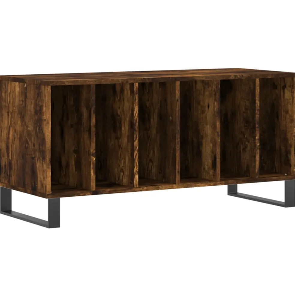 vidaXL Platenkast 100x38x48 cm bewerkt hout gerookt eikenkleurig