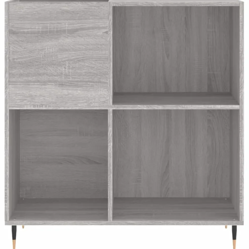 vidaXL Platenkast 84,5x38x89 cm bewerkt hout grijs sonoma eikenkleurig