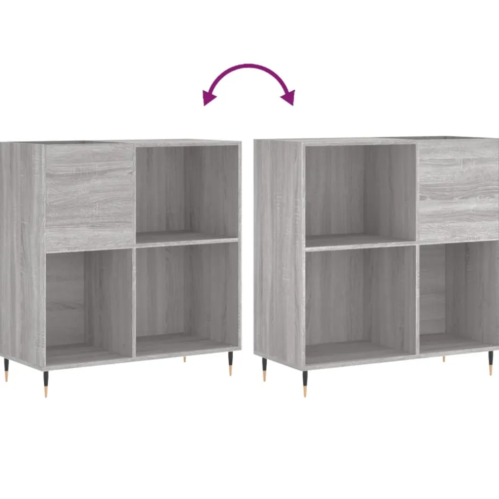vidaXL Platenkast 84,5x38x89 cm bewerkt hout grijs sonoma eikenkleurig