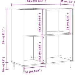 vidaXL Platenkast 84,5x38x89 cm bewerkt hout grijs sonoma eikenkleurig