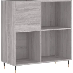 vidaXL Platenkast 84,5x38x89 cm bewerkt hout grijs sonoma eikenkleurig