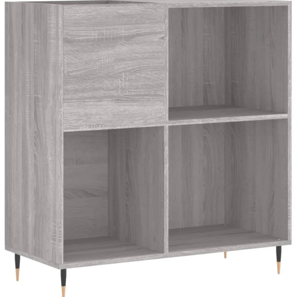 vidaXL Platenkast 84,5x38x89 cm bewerkt hout grijs sonoma eikenkleurig