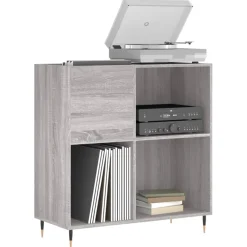 vidaXL Platenkast 84,5x38x89 cm bewerkt hout grijs sonoma eikenkleurig