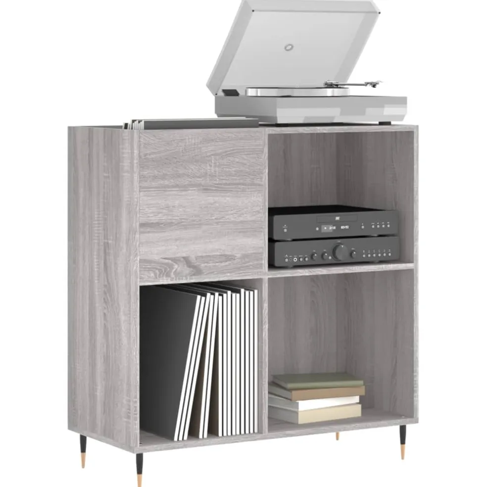 vidaXL Platenkast 84,5x38x89 cm bewerkt hout grijs sonoma eikenkleurig