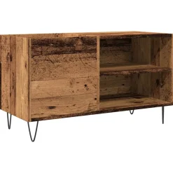 vidaXL Platenkast 84,5x38x48 cm bewerkt hout oud houtkleurig