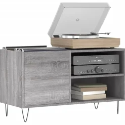 vidaXL Platenkast 85x38x48 cm bewerkt hout grijs sonoma eikenkleurig