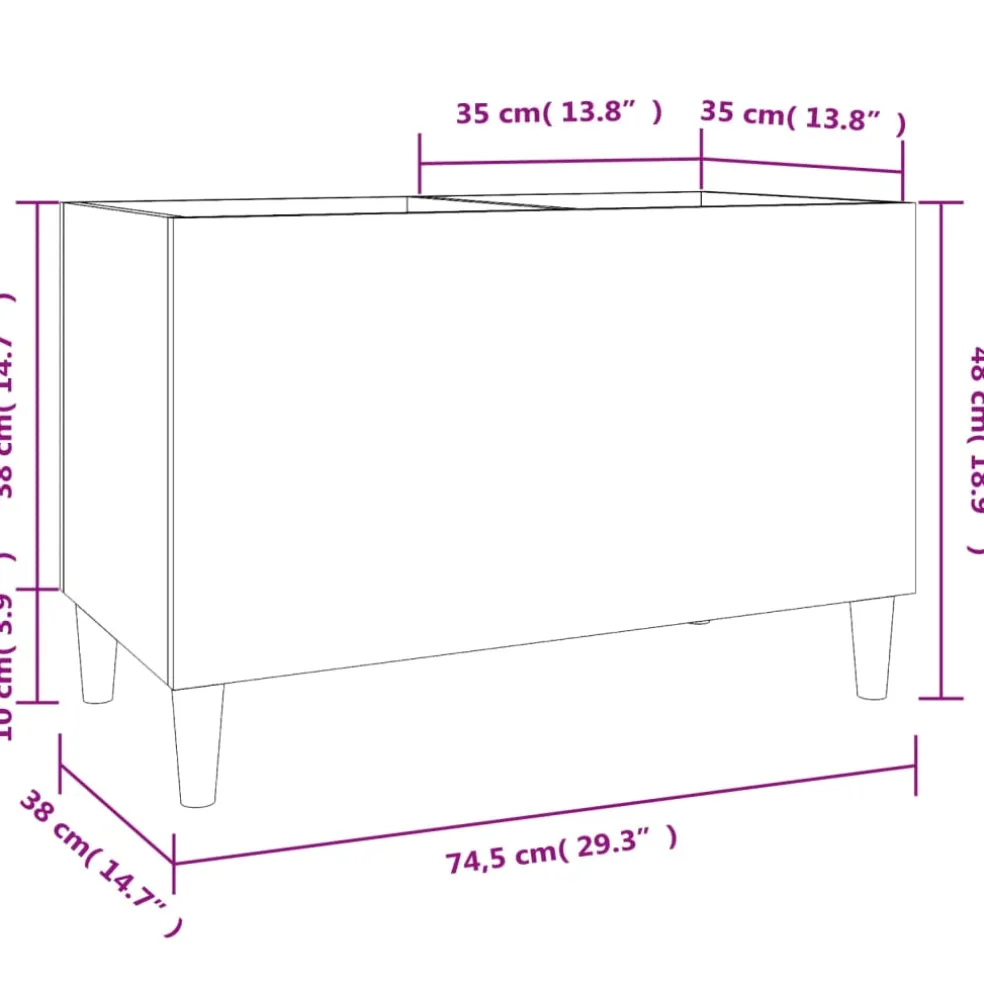 vidaXL Platenkast 74,5x38x48 cm bewerkt hout betongrijs