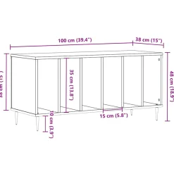 vidaXL Platenkast 100x38x48 cm bewerkt hout sonoma eikenkleurig