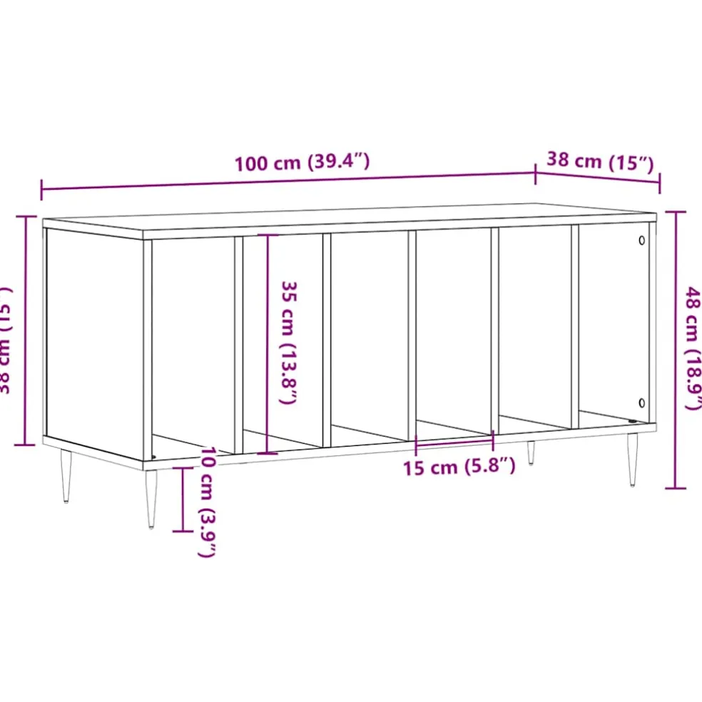 vidaXL Platenkast 100x38x48 cm bewerkt hout sonoma eikenkleurig