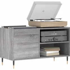 vidaXL Platenkast 85x38x48 cm bewerkt hout grijs sonoma eikenkleurig