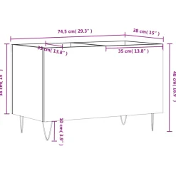 vidaXL Platenkast 74,5x38x48 cm bewerkt hout hoogglans wit