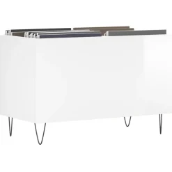 vidaXL Platenkast 74,5x38x48 cm bewerkt hout hoogglans wit