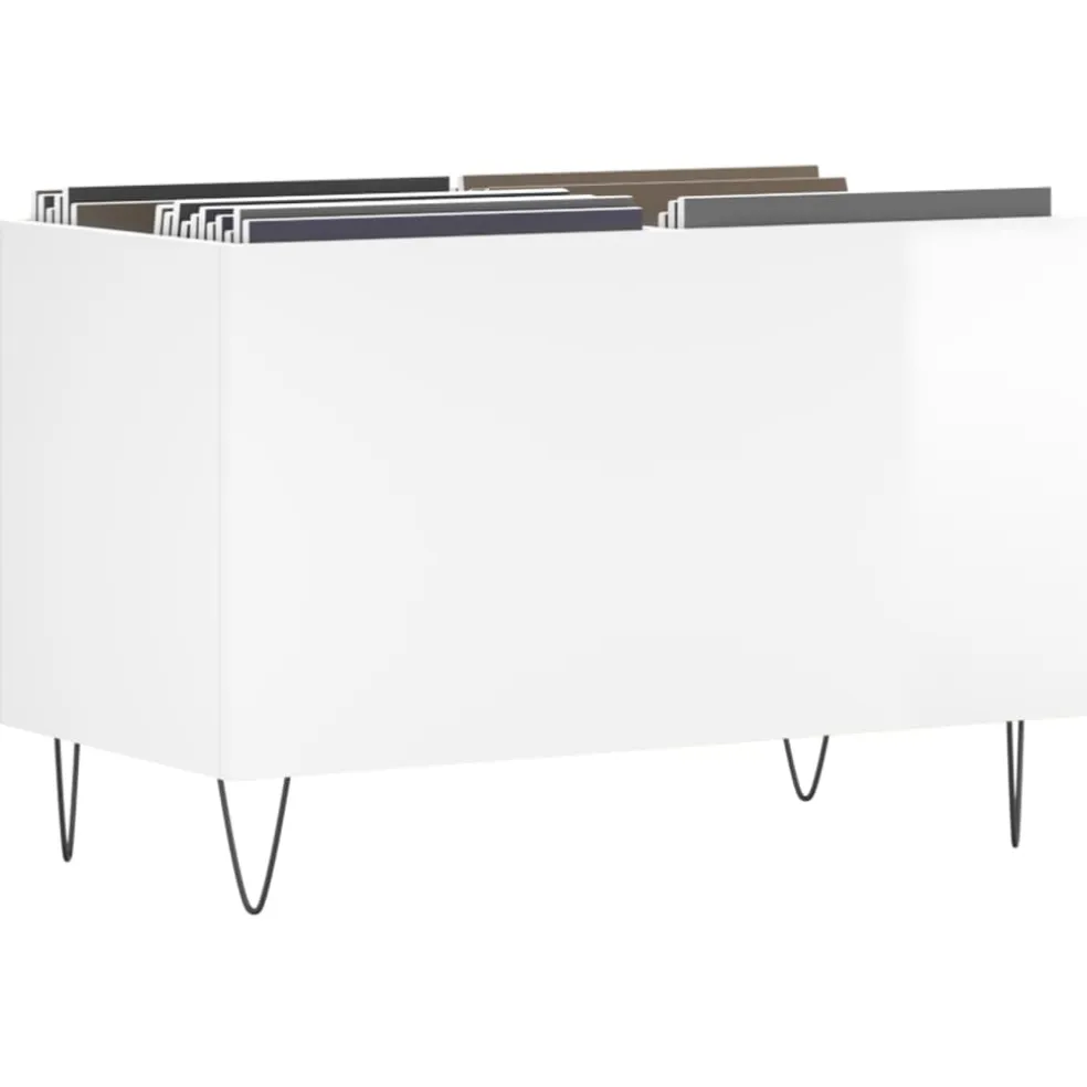 vidaXL Platenkast 74,5x38x48 cm bewerkt hout hoogglans wit